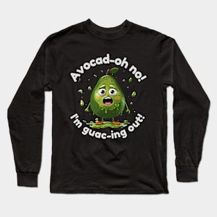 Avocad-oh no! I'm guac-ing out! - white pattern Long Sleeve T-Shirt